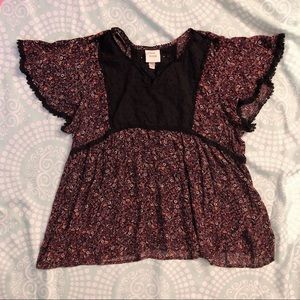 Boho Flutter Sleeve Blouse Lace & Floral XXL